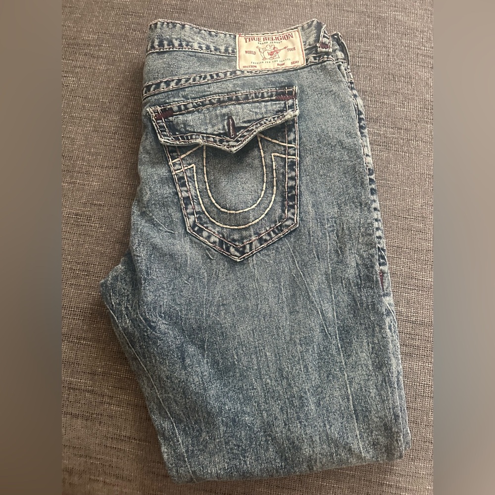 True Religion Blue Relaxed Jeans with Signature Stitching Ricky relaxed denim